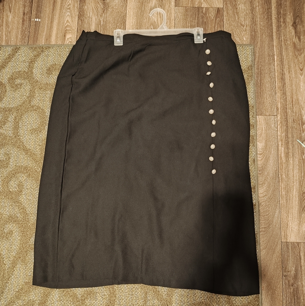 Black Skirt with Button Detail